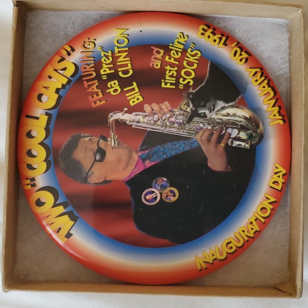 Large Bill Clinton Inauguration Election Button, Collector's Item